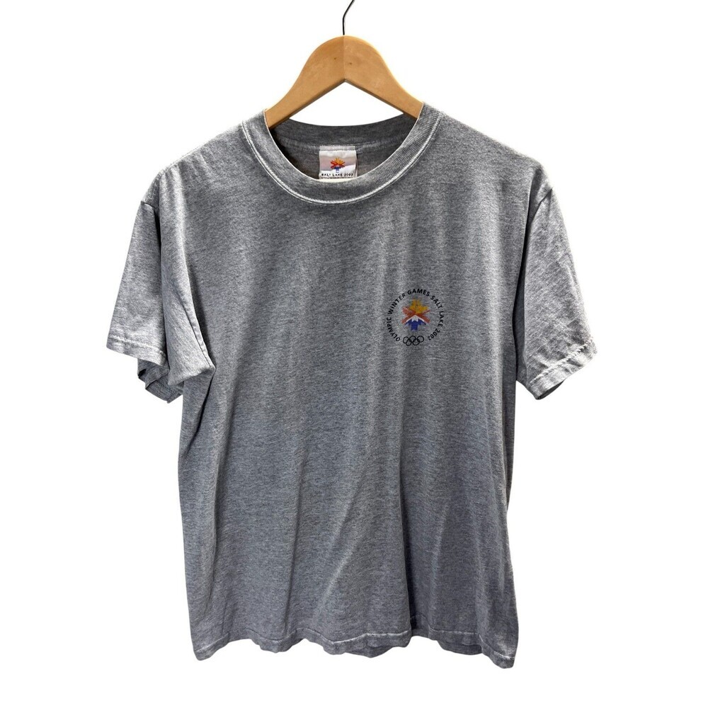 Vintage Olympics T-Shirt Men's Size Medium Winter Games Salt Lake 2002 Gray